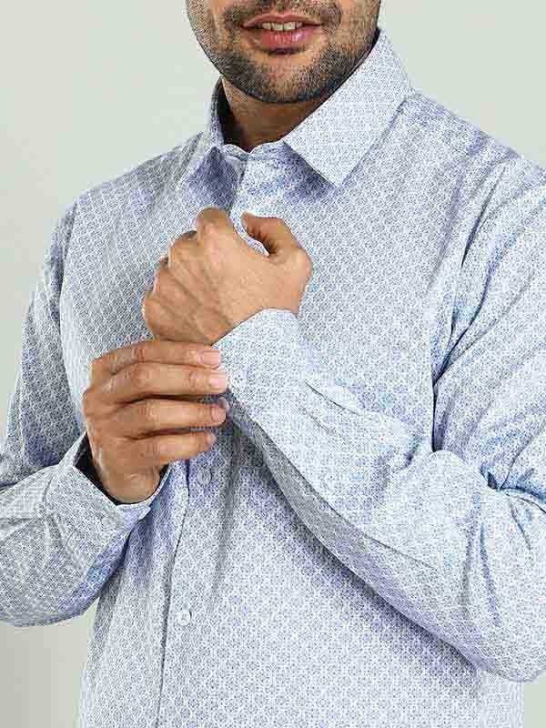 Indian Terrain Men's Regular Fit Full Sleeve Printed Blue Shirt